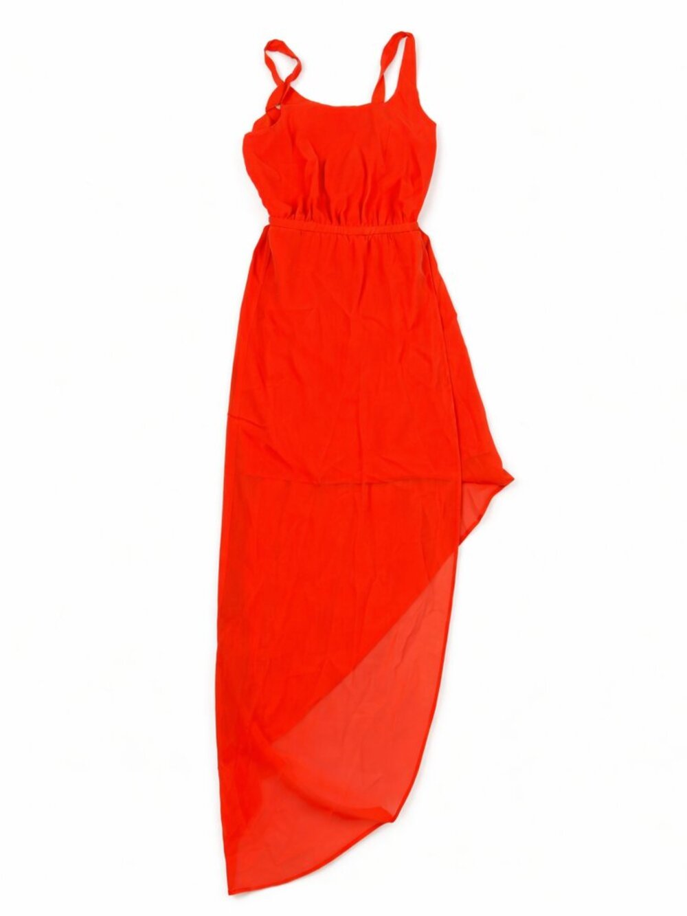 Silence + Noise Orange High Low Maxi Dress XS Chiffon Caged Back Y2K